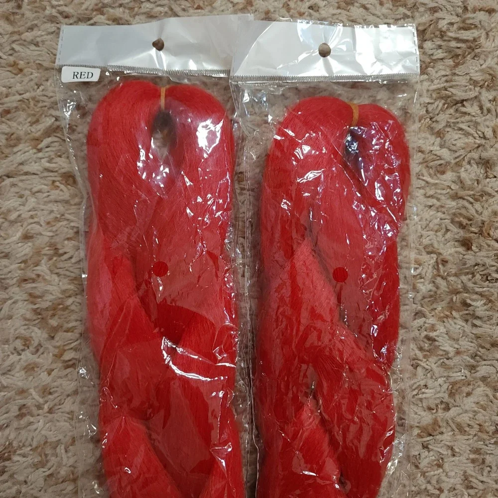 Unbranded Braiding Hair Women OS Red Jumbo Synthetic Extensions 2 Pack 22in